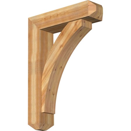 Ekena Millwork Thorton Craftsman Rough Sawn Bracket w/ Offset Brace, Western Red Cedar, 8"W x 32"D x 44"H BKT0806X32X44THR04RWR